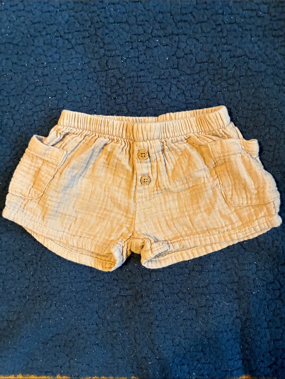 Easy peasy Girls' Creamy Tan Cotton Gauze Shorts with Button Detail